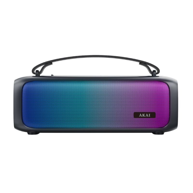 Akai ABTS-08BK Μαύρο φορητό ηχείο Bluetooth με AWS, USB, AUX, FM, LED, 8W RMS